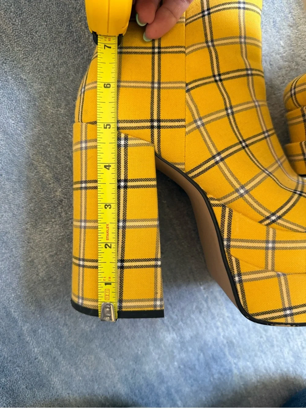 Steve Madden Yellow Plaid Platform Ankle Boots Clueless inspired